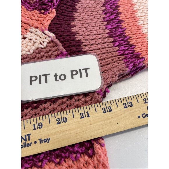 Free People Devon Sweater Fuchsia Rose Combo striped Size S slouchy Colorful - Picture 9 of 11